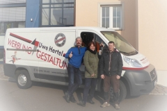 Mitarbeiter und Firmeninhaber von Hertel Werbung Taucha